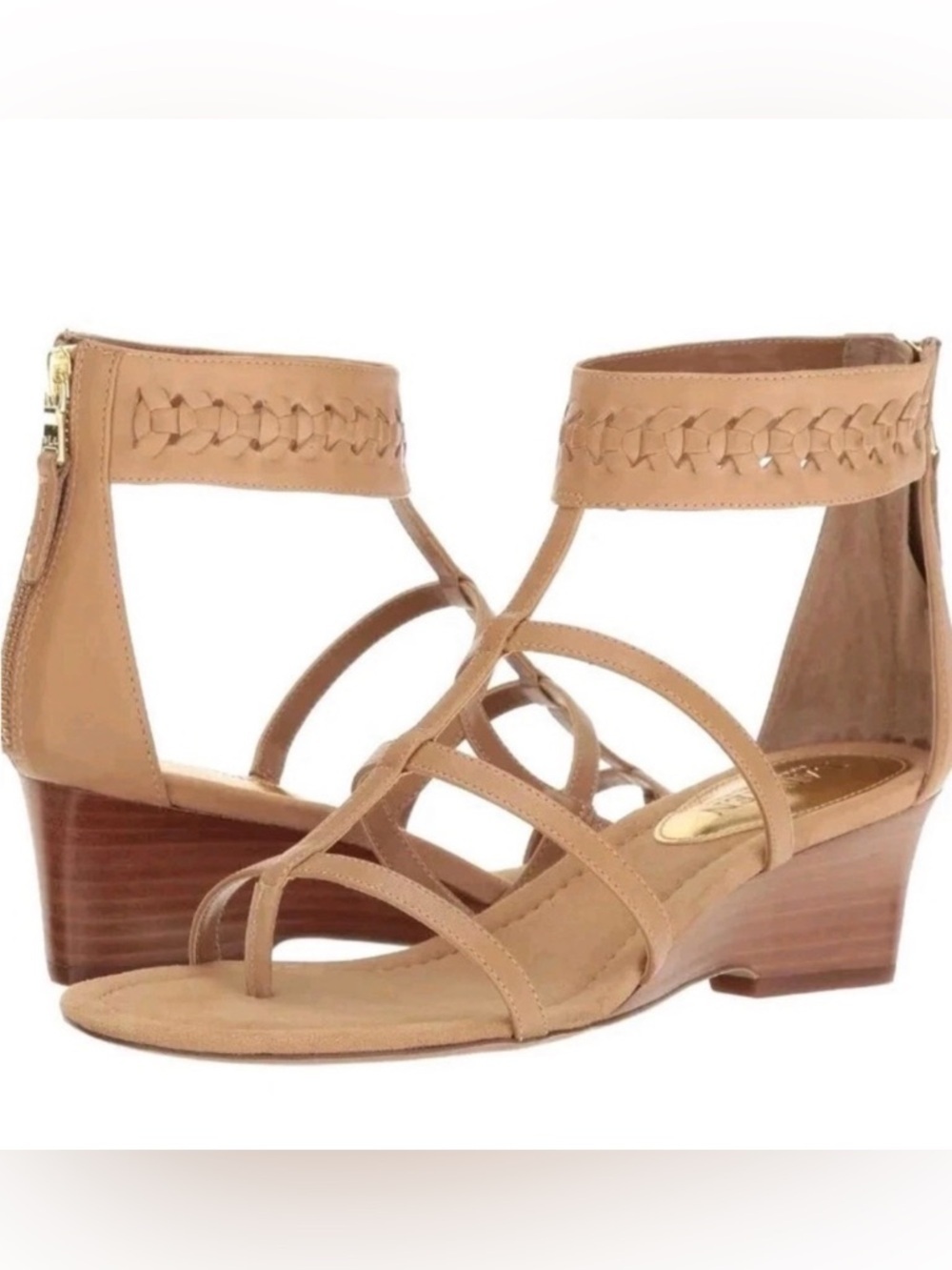 Boho Ralph Lauren Meira Wedge Gladiator Sandals Size 7.5 Braided Light Tan